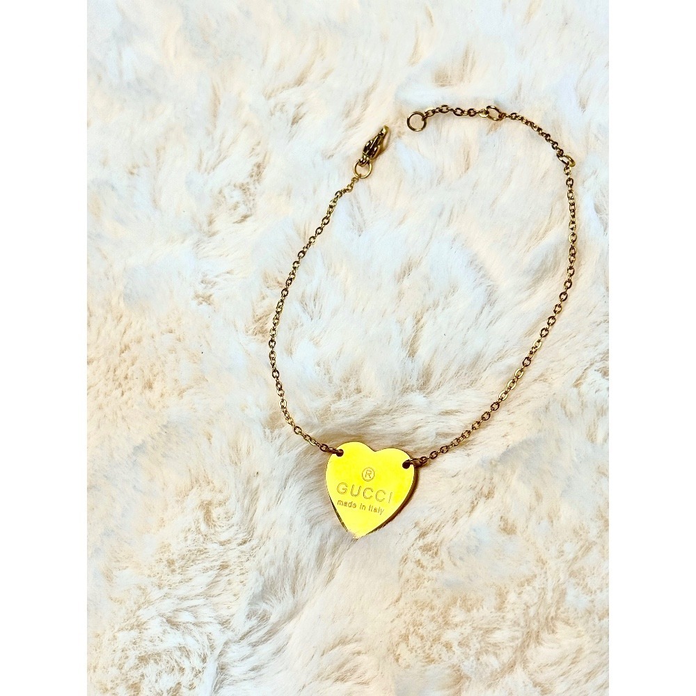 Italian Heart Charm Bracelet 14k Gold Tone Chain Italy Designer Jewelry‎ - Picture 7 of 9